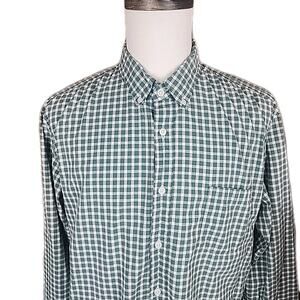 JCrew Mens Mercantile Flex Button Down Shirt Slim Fit Green White Check XL